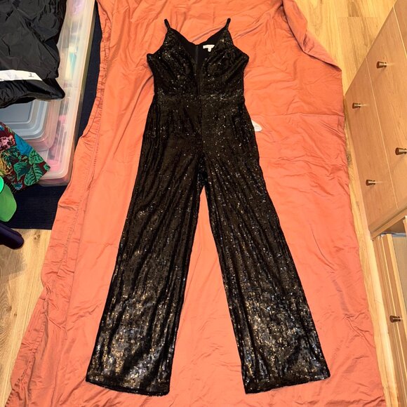 Dress the Population Charlie Black Sequin Jumpsuit - XL - Picture 2 of 16